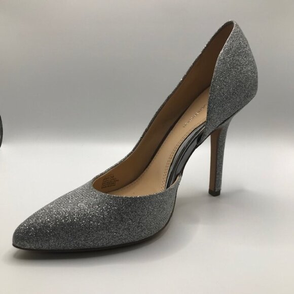 BCBGeneration Women's Silver Sparkly Pointed Toe D'Orsay Stilleto Pump Size 8 - Picture 3 of 10